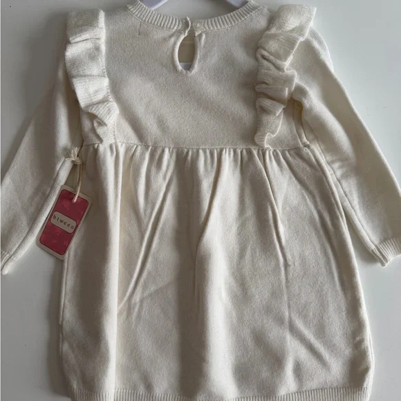 Cream Ruffled Kids Dress - Picture 2 of 3